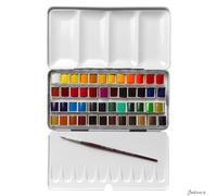 Sennelier L'Aquarelle Watercolour Half Pan Metal Tin 48 Set With Brush