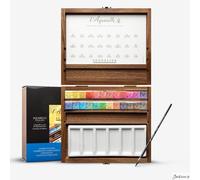 Sennelier L'Aquarelle Watercolour Paint Wooden Box 24 Half Pans With Brushes ...