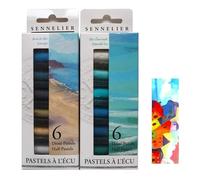 Sennelier set of dry pastel 12 half pastels. soft pastels with the shield - SEASIDE AND 1 CARD