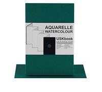Sennelier USKbook - Watercolour Hardback Concertina - Green Linen Cover Book - Rough Grain - 300 GSM - 16 x 24 cm