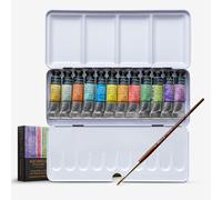 Sennelier l'Aquarelle Iridescent Paints, 12 Tubes of 10 ml and Brush in Metal Case