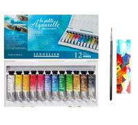 Sennelier Watercolour Paint Box 12 Colours x 10 ml with Brush and 1 Card
