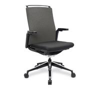 Sennen High Back Fabric Manager Chair with Slimline Seat & Back, Built-in Levers and Nylon Base with Silver Detail - Black/Grey
