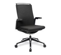 Sennen High Back Fabric Manager Chair with Slimline Seat & Back, Built-in Levers and Nylon Base with Silver Detail - Black