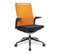 Sennen High Back Fabric Manager Chair with Slimline Seat & Back, Built-in Levers and Nylon Base with Silver Detail - Black/Orange