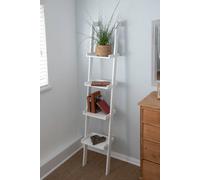 Sennen White Wooden 4 Tier Ladder Shelf / Leaning Bookcase
