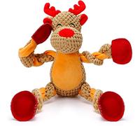 Senneny Dog Christmas Toys with Squeaker, Reindeer Squeaky Toys for Dogs Puppy, Stuffed Dog Plush Toy for Small Medium Dogs, Interactive Durable Dog Chew Toys