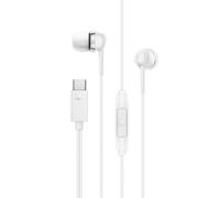 Sennheiser CX 80U - Wired In-ear Headphones, USB C Connection, In-line One-Button Smart Remote with Microphone, Closed Earbuds for Passive Noise Cancelling - White