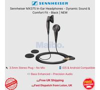Sennheiser MX375 In-Ear Headphones - Dynamic Sound & Comfort Fit - Black | NEW