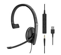 Sennheiser SC 135 USB (508316) - Monaural headset for professionals with HD stereo sound, noise-canceling microphone and USB connection - Black, adjustable