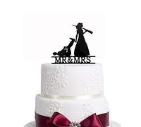 Senni Home Bridal Garter Hunter Rifle, Wedding Cake Topper, The Hunt is Over, Funny Cake Topper, Brown