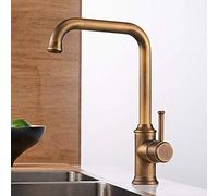 SENNIAN Copper Silver Black Antique Kitchen Sink Faucet Rotary Cold and Hot Water Mixer Single Hole Single Handle Kitchen Faucet 7,to Fake Something Antique