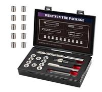 SENNMONN M10X1.0X12.7MM Thread Repair Kit with Insert HSS Drill, Tap, Counterbore, Installation Driver, Metric, 10PCS Stainless Steel Insert M10X1.0X12.7MM