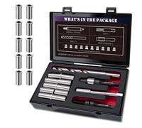 SENNMONN M11X1.25X28.2MM Thread Repair Kit with Insert HSS Drill, Tap, Counterbore, Installation Driver, Metric, 10PCS Stainless Steel Insert M11X1.25X28.2MM