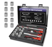 SENNMONN M12x1.25X17MM Thread Repair Kit with Insert HSS Drill, Tap, Counterbore, Installation Driver, Metric, 10PCS Stainless Steel Insert M12x1.25X17MM
