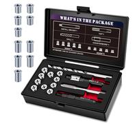 SENNMONN M6X1.0 Metric Thread Repair Kit with Insert HSS Drill, Tap, Installation Driver, Counterbore, Two Sizes Stainless Steel Insert 5PCS 9.4MM and 5PCS 12MM