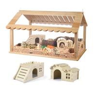 SENNOR 24-inch Syrian Hamster Cage with 2 Small Hamster Houses - Durable, Easy Clean Guinea Pig Cages, Clear View Design for Active Small Pets