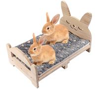 SENNOR Extra-Large Wooden Rabbit Bed - Easy Assembly 52x32.5cm Pet Bed with Support Frame & Removable Cushion for Rabbits, Guinea Pigs, Kittens & Small Animals - Cosy Sleeping Habitat