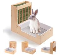 SENNOR Large 2-in-1 Rabbit Hay Feeder & Litter Box Set - Wooden, Mess-Proof Design for Guinea Pigs, Chinchillas, Hamsters, and Rabbits