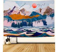 SENNYI Mountain and Sunset Tapestry Wall Hanging Forest Nature Landscape Art for Room (51.2 x 59.1 inches)