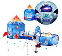 SENODEER 3PC Princess Tent for Girls with Kids Ball Pit, Kids Play Tent and Crawl Tunnel for Toddlers, Indoor Outdoor Playhouse Toys for Games