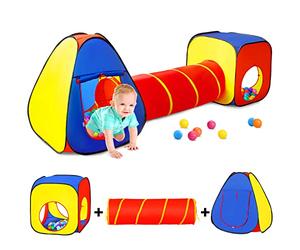 SENODEER Kids Play Tent with Ball Pit+Play Tunnel+Teepee Tent, Pop Up Toddlers Playhouse for Boys and Girls Gift, Collapsible Children Play Tent Toy Indoor and Outdoor Games (Colorful Fort)