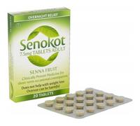 Senokot 7.5mg 20 Tablets - Natural Senna Fruit Laxative for Constipation Relief, Effective Overnight