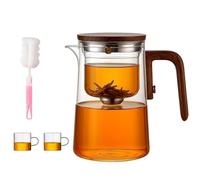 Senomi Infusion Glass Pot,Magnetic Tea Pot with Infusers,Water Separation Glass Teapot with Wooden Handle with Filter,One-Click Tea Drinking Easy Separation,for Home,Office