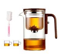 Senomi Infusion Glass Pot,Magnetic Tea Pot with Infusers,Water Separation Glass Teapot with Wooden Handle with Filter,One-Click Tea Drinking Easy Separation,for Home,Office