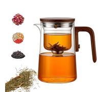 Senomi Infusion Glass Pot, Magnetic Tea Pot with Infusers, Water Separation Glass Teapot with Wooden Handle with Filter for Loose Tea & Blooming Tea (800ml/28Oz)