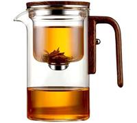 Senomi Infusion Glass Pot, Senomi Magnetic Tea Pot with Infusers, Water Separation Glass Teapot with Wooden Handle, One-Click Tea Drinking for Loose Tea (600ml/21Oz)