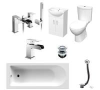 Senore Bathroom Suite 1700mm Vanity Unit WC Close Coupled Toilet Taps Waste