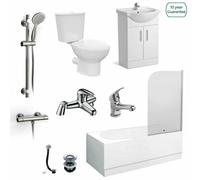 Senore Complete Shower WC Close Coupled Toilet Basin Flat Pack Vanity Unit Suite