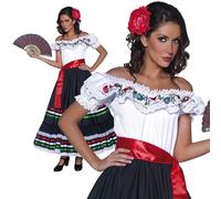 Senorita Costume Mexican Spanish Lady Wild West Ladies Fancy Dress UK 8-18