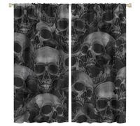 SENQIAN Gothic Horror Skull Blackout Curtains Vintage Halloween Scary Living Room Bedroom Blackout Rod Pocket Window Drapes W21xL45in 2 Panels Decor