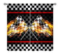 SENQIAN Race Car Curtains for Kids Bedroom Decor Abstract Racing Car Black and White Line Flags Window Treatments Drapes for Living Room Kitchen Home Decor W21xL45in 2 Panels Decor
