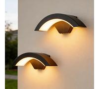 SENQIU 2 Pack Outdoor Wall Lights, 24W IP65 Waterproof Wall Lamp LED, Front Door Light Warm Light 3000K, Black Modern Outside Lighting for Entrance Garden Hallway Patio Courtyards Garage Fence