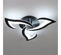 SENQIU Modern LED Ceiling Light, 36W 3 Heads Petals LED Ceiling Lights, Cool White 6500K, Flower-Shaped Chandelier Lighting Fixture for Living Room Bedroom Dining Room, Black