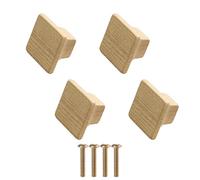 SENRISE 2 Pack 40mm Square Cabinet Door Handles, Ash Wooden Door Knobs Cabinet Drawer Pulls Single-Hole Wardrobe Knobs Wooden Door for Dressers and Bathroom Cabinets, Kitchen Cabinets and Living Room