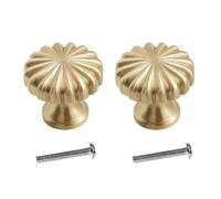 SENRISE 2 Pack Cabinet Knobs, Solid Brass Furniture Handle Hardware Vintage Gold Drawer Door Pulls for Cupboard Wardrobe Closet Dresser (Pumpkin)