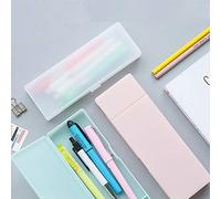 SENRISE 2 Pack Plastic Pencil Case, Pen Pencil Box, Pen Holder Box Organizer, School Supplies Pencil Box for Students (White, Large)