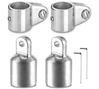 SENRISE 2 Pcs Bimini Top Jaw Slide and Eye End Cap, Stainless Steel Marine Bimini Top Fixing Connectors Yacht Awning Fittings for 22mm ID Round Tubing