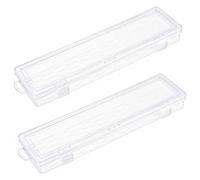 SENRISE 2Pcs Plastic Paint Brush Holder Flat Long Watercolor Pens Storage Box Portable Drawing Tools Container for Art Tools, Office Supplies (Transparent, L)