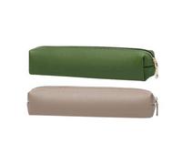 SENRISE 2PCS PU Leather Pencil Case, 19.5cm Length, Aesthetic Pencil Case Slim Design Pen Bag, Pocket Size Organizer for Student Office College Middle School (GN+KA)