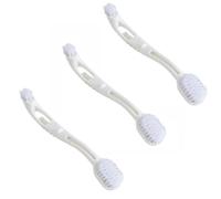 SENRISE 3Pcs Bird Cage Cleaning Brush, Bird Cage Cleaning Brush with Dual Soft Bristle Heads Scraper Long Handle Bird Stuff Cleaning Tool for Bird Cages Dog Kennels (Beige)