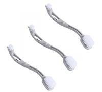 SENRISE 3Pcs Bird Cage Cleaning Brush, Bird Cage Cleaning Brush with Dual Soft Bristle Heads Scraper Long Handle Bird Stuff Cleaning Tool for Bird Cages Dog Kennels (Gray)