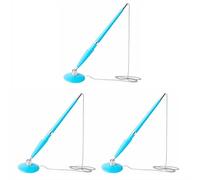 SENRISE 3Pcs Reception Pen with Chain and Base, Blue Ink Pen with Adhesive-Backed for Quality Reception Office