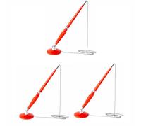 SENRISE 3Pcs Reception Pen with Chain and Base, Red Ink Pen with Adhesive-Backed for Quality Reception Office
