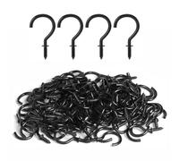 SENRISE 50 Pcs Screw Hooks, Small Hanging Hooks Metal Screw-in Ceiling Hook for Hanging Plants, Cups, Kitchen Cabinet Shelf - Black, 2in