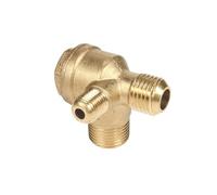 SENRISE Air Compressor Check Valve, Brass, 3-Way Male Threaded, 3/8" * 14mm * 1/8", Replacement, Yellow